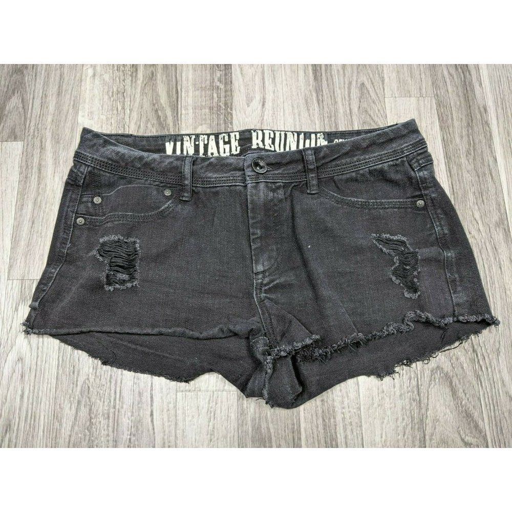 (3/$27) Rewash Juniors Sz 11/30 Black‎ Distressed Vintage Reunion Denim Shorts